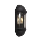 Ansell LED Wandleuchte Latina Halb Laterne Schwarz - Geeignet für E27 Bis Zu 42W | IP65 - Lichtsensor