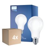 Mehrfachpackung 4x Philips Classic LED Glühbirne E27 Birne Matt 13W 2000lm - 827 Extra Warmweiß | Ersatz Für 120W