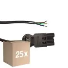 Mehrfachpackung 25x Noxion GST - Kompatibel Versorgungskabel Schwarz - Männlich + Offene Enden - 2m - 3 pole 0,75mm2